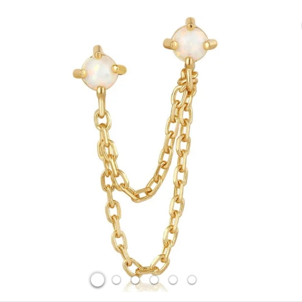Ania Haie Gold Kyoto Opal Drop Chain Barbell Single Earring New